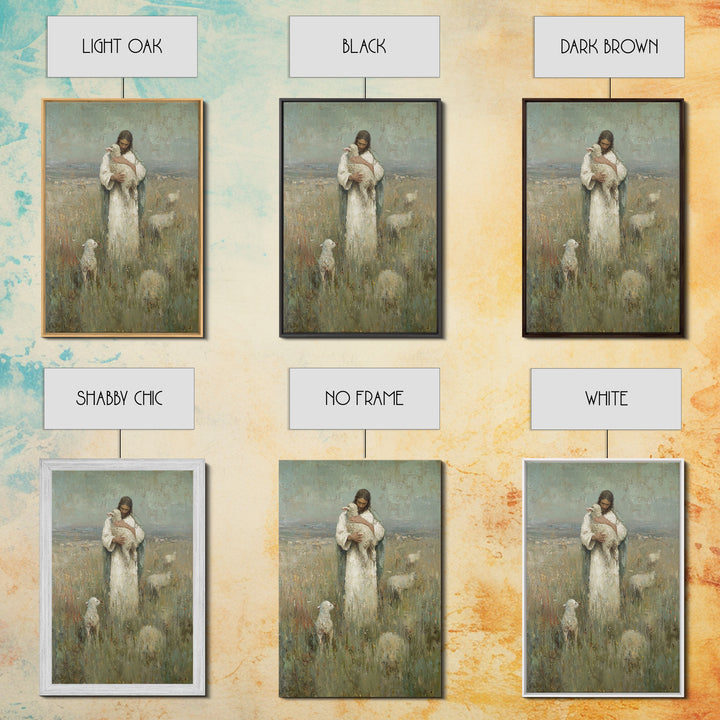 Gentle Shepherd Light, Framed Canvas Print, Christian Wall Art, Jesus Painting, Christian Art Canvas, Christian Gift Ideas, Vintage Christi