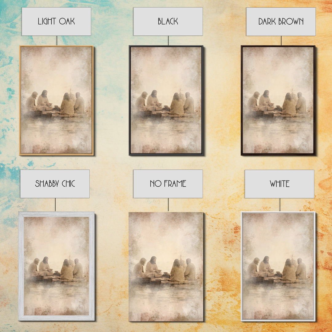 Evening Meal Peace – Framed Canvas Print – Christian Art Canvas – Christian Wall Art – Jesus Painting – Christian Decor – Moody Christian A