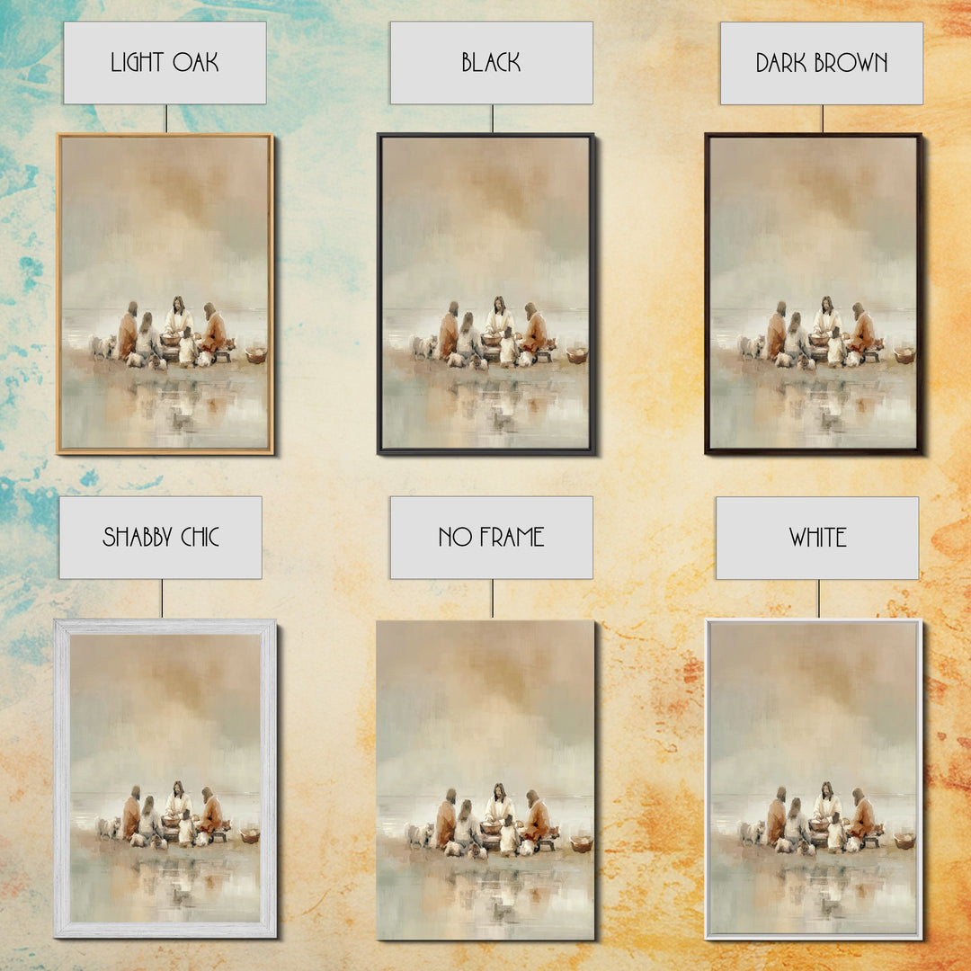 Flock Circle Light | Framed Canvas Print | Christian Wall Art | Christian Art Canvas | Jesus Painting | Christian Decor | Subtle Christian