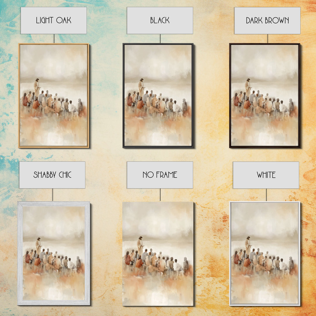Quiet Shore Lesson – Framed Canvas Print – Christian Art Canvas – Minimalist Christian Art – Jesus Painting – Christian Wall Art – Subtle C