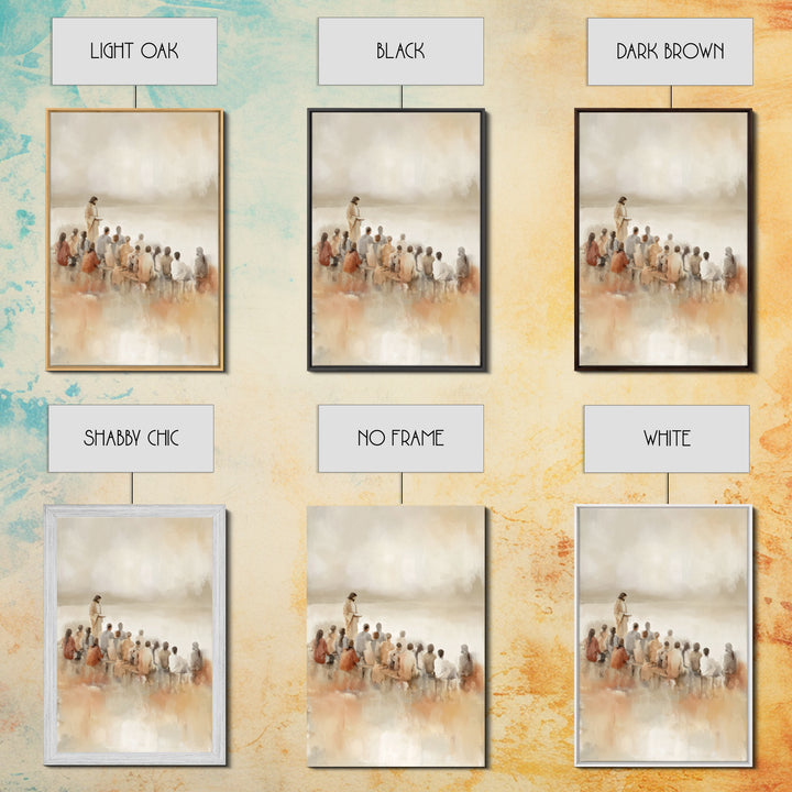 Quiet Shore Lesson – Framed Canvas Print – Christian Art Canvas – Minimalist Christian Art – Jesus Painting – Christian Wall Art – Subtle C