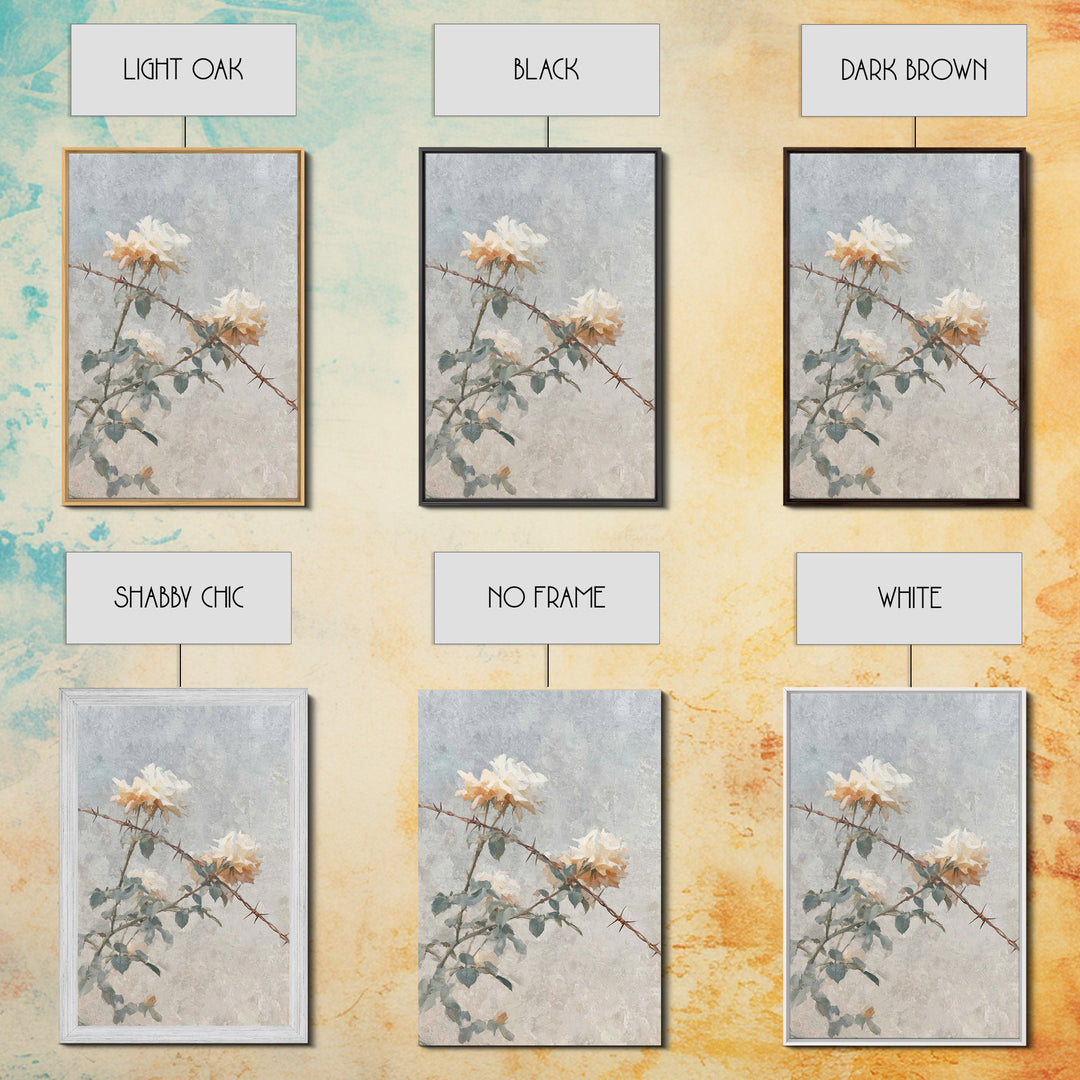 Thorn And Bloom – Framed Canvas Print – Christian Art Canvas – Christian Wall Art – Christian Painting – Christian Decor – Minimalist Chris