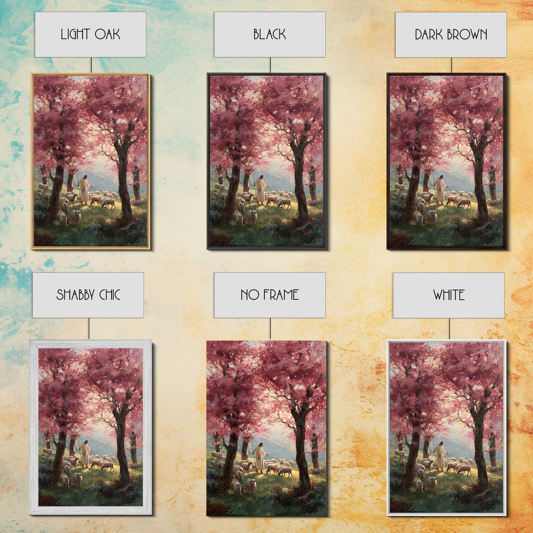Valley Blossom Walk – Framed Canvas Print – Christian Art Canvas – Christian Wall Art – Jesus Painting – Christian Art Gift – Large Christi