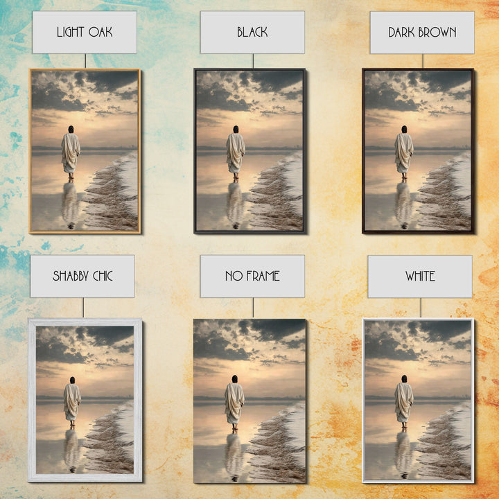 Footsteps Of Promise – Framed Canvas Print – Christian Wall Art – Jesus Painting – Christian Art Canvas – Modern Christian Art – Christian