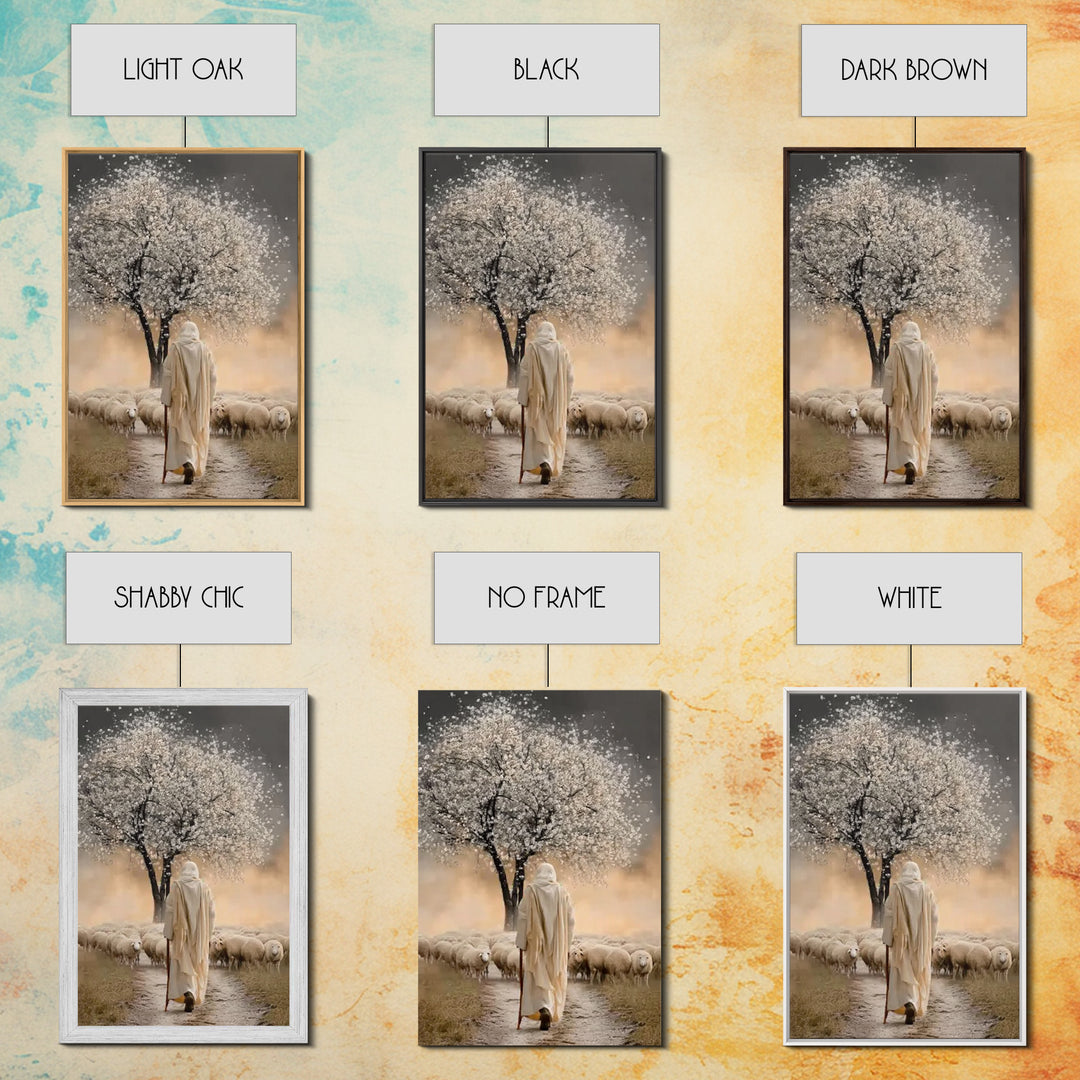 Blossom Shepherd Way – Framed Canvas Print – Jesus Painting – Christian Art Canvas – Christian Wall Art – Christian Art Work – Christian De