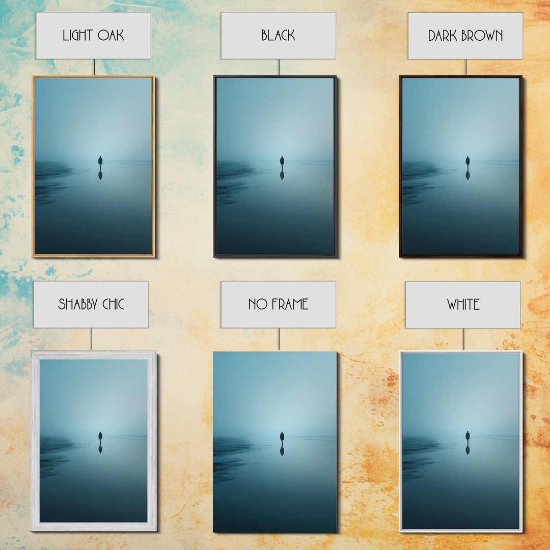 Blue Stillness , Framed Canvas Print, Christian Wall Art, Christian Art Canvas, Jesus Painting, Blue Christian Art, Moody Christian Art
