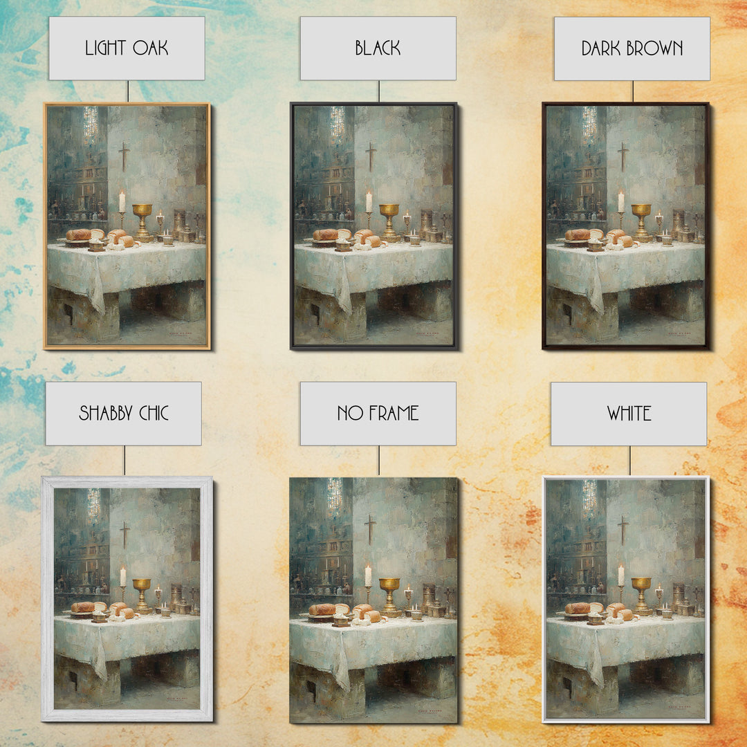 Holy Supper Glow, Framed Canvas Print, Christian Art Print, Christian Wall Art, Moody Christian Art, Christian Christmas Art