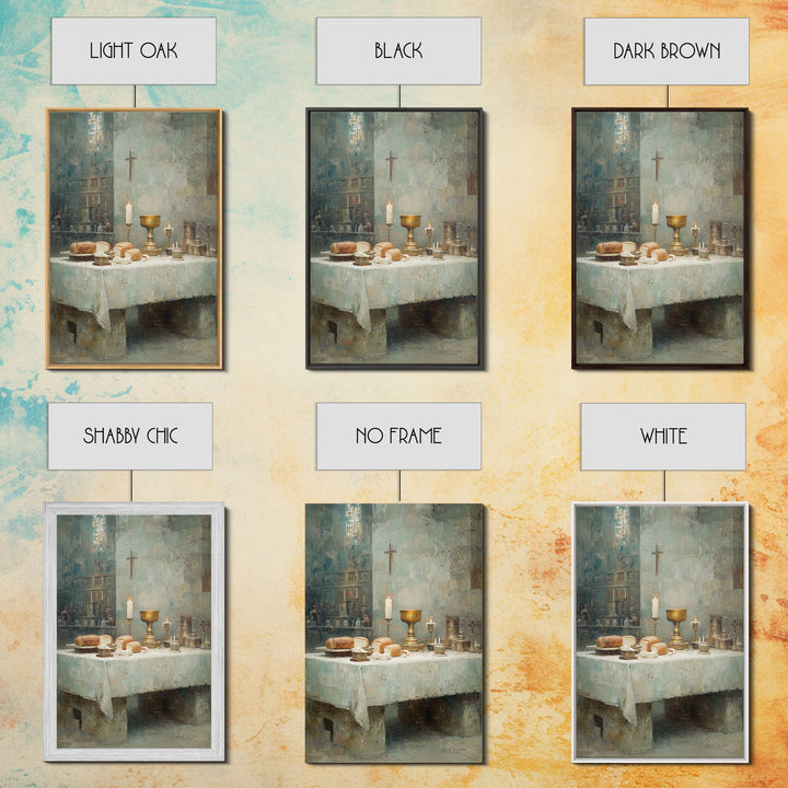 Holy Supper Glow, Framed Canvas Print, Christian Art Print, Christian Wall Art, Moody Christian Art, Christian Christmas Art