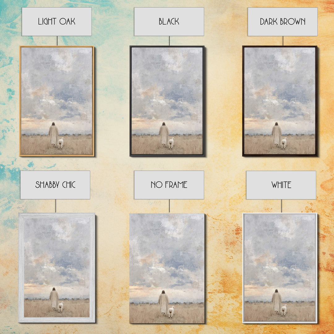 Golden Field Walk, Framed Canvas Print, Christian Art Canvas, Christian Wall Art, Christian Art, Jesus Painting, Christian Christmas Art