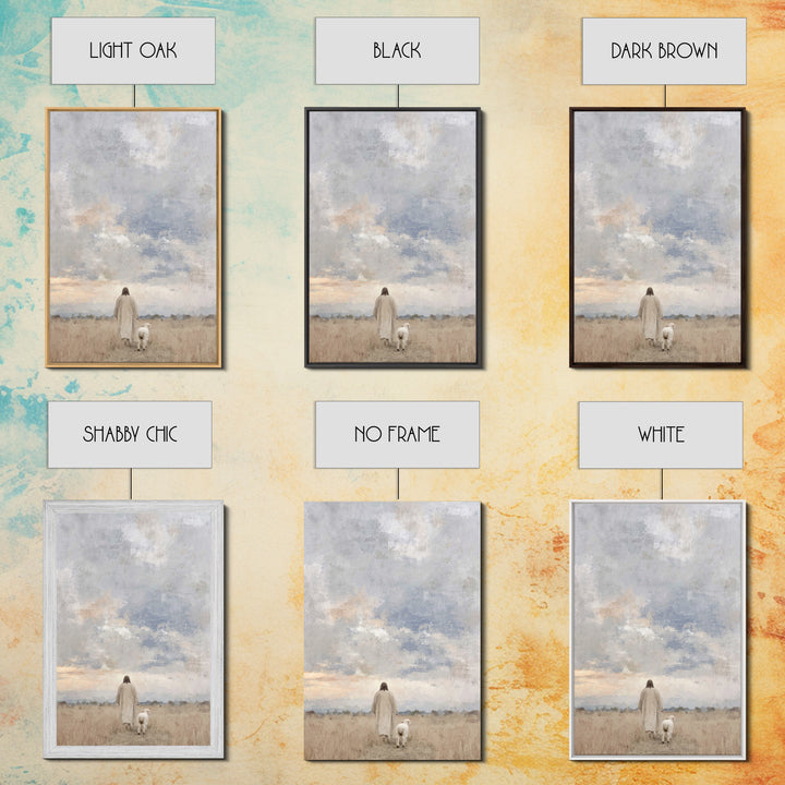 Golden Field Walk, Framed Canvas Print, Christian Art Canvas, Christian Wall Art, Christian Art, Jesus Painting, Christian Christmas Art