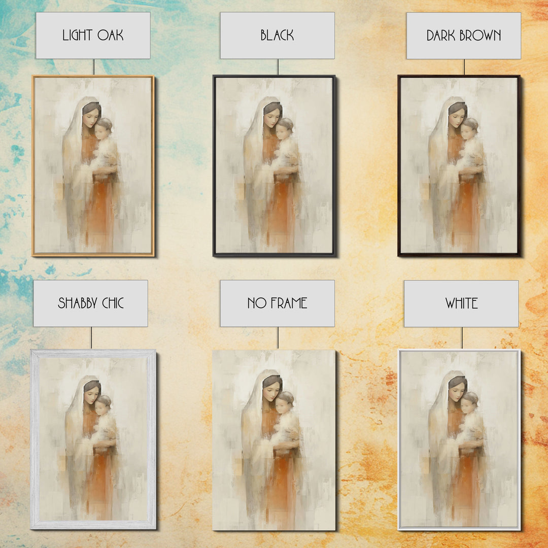 Blessed Mother Love | Framed Canvas Print | Christian Wall Art | Mary And Jesus Painting | Christian Art Canvas | Modern Christian Art | Ch