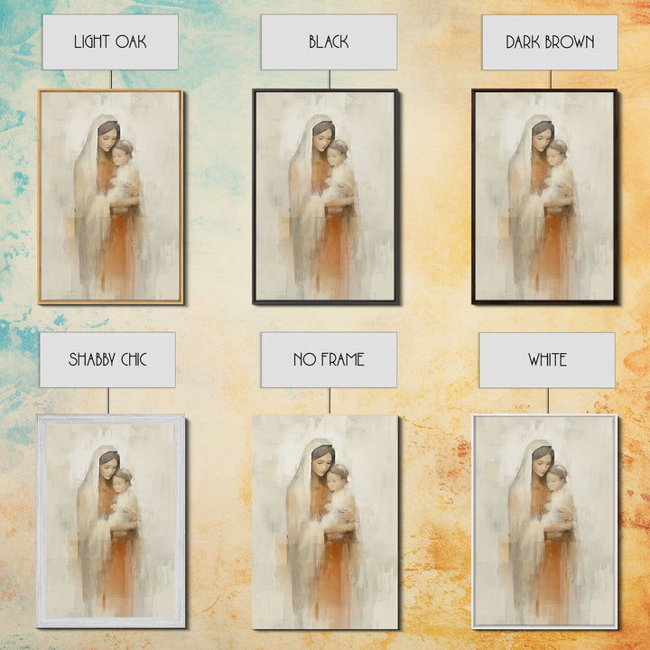 Blessed Mother Love | Framed Canvas Print | Christian Wall Art | Mary And Jesus Painting | Christian Art Canvas | Modern Christian Art | Ch