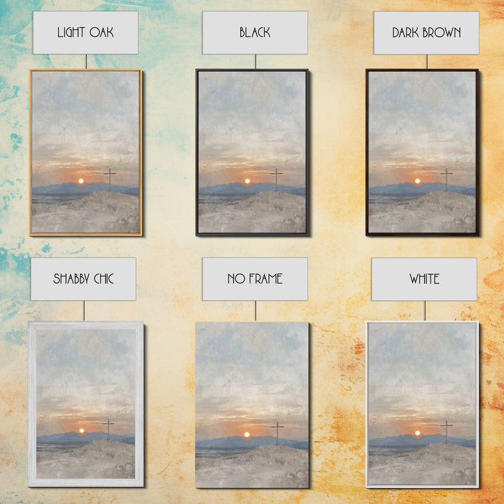 Sunset Of Mercy, Framed Canvas Print, Christian Wall Art, Christian Art Print, Subtle Christian Art, Vintage Christian Art