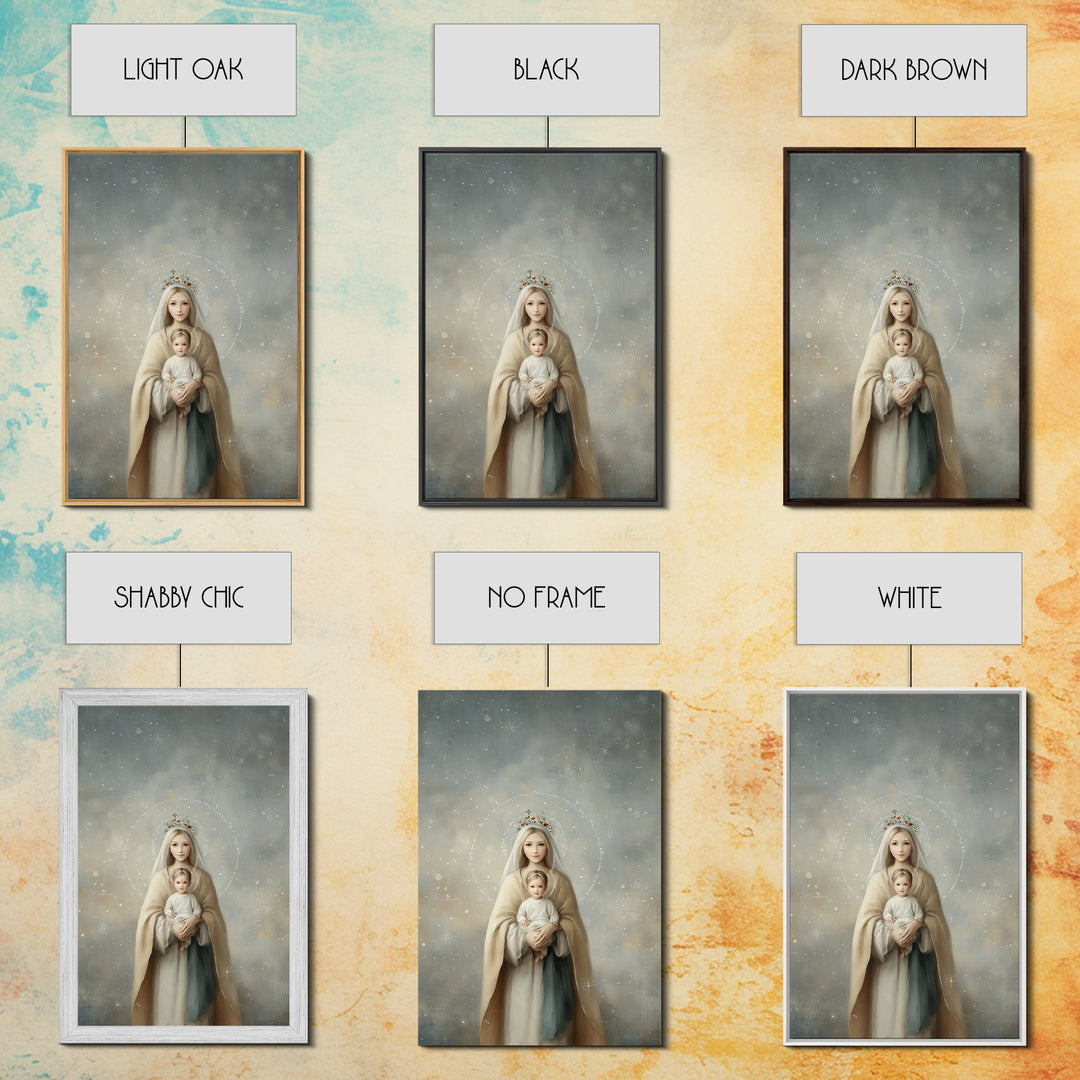 Heavenly Crown Grace – Framed Canvas Print – Christian Wall Art – Mary And Jesus Painting – Christian Art Canvas – Christian Gift Ideas – C