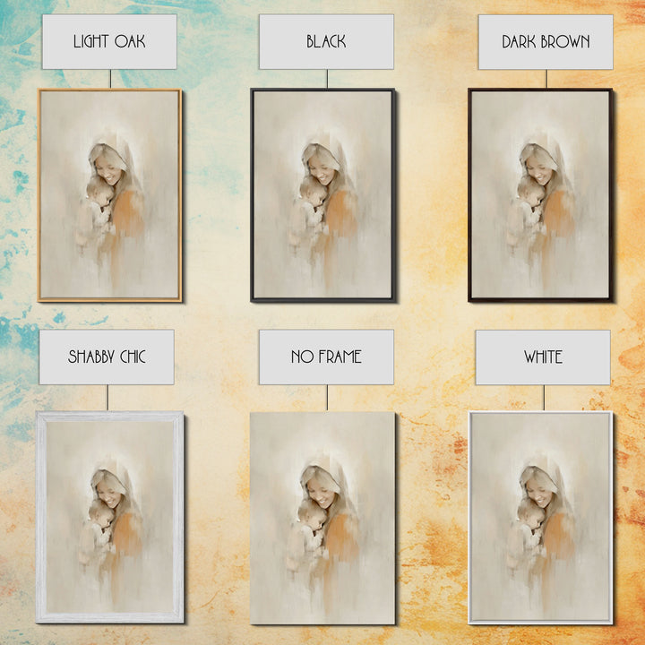Radiant Mercy - Framed Canvas Print - Christian Wall Art - Christian Art Canvas - Vintage Christian Art - Mary And Jesus Painting - Christi
