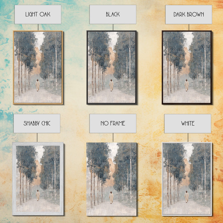 Walk In Peace – Framed Canvas Print – Christian Art Canvas – Blue Christian Art – Christian Wall Art – Christian Painting – Unique Christia