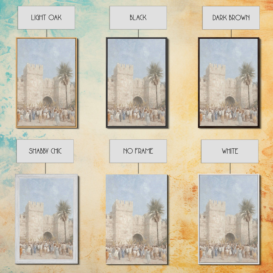 Palm Day Rejoicing, Framed Canvas Print, Christian Art Canvas, Christian Wall Art, Subtle Christian Art, Christian Art Prints
