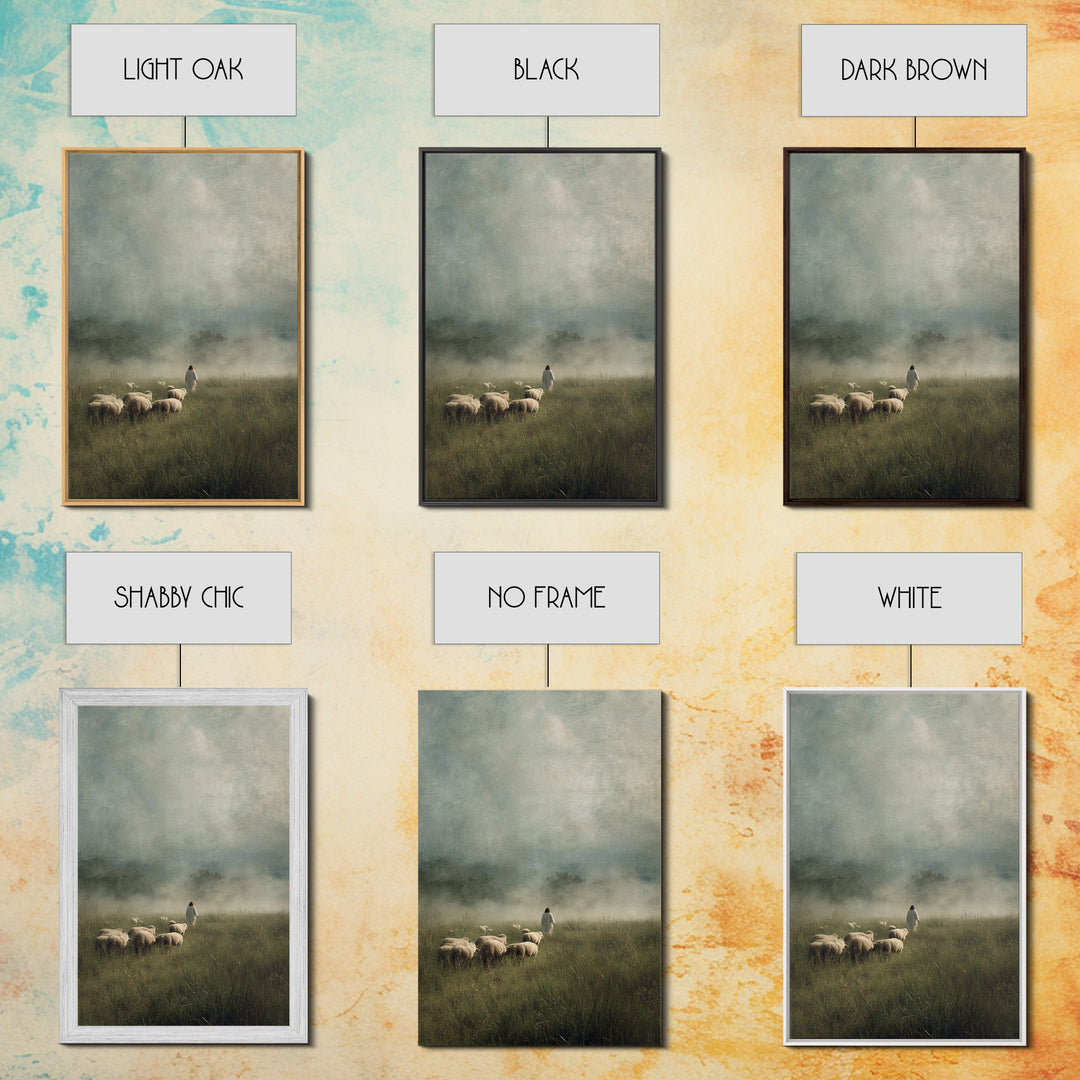 Blessed Shepherd Path – Framed Canvas Print – Jesus Painting – Christian Art Canvas – Christian Wall Art – Large Christian Painting