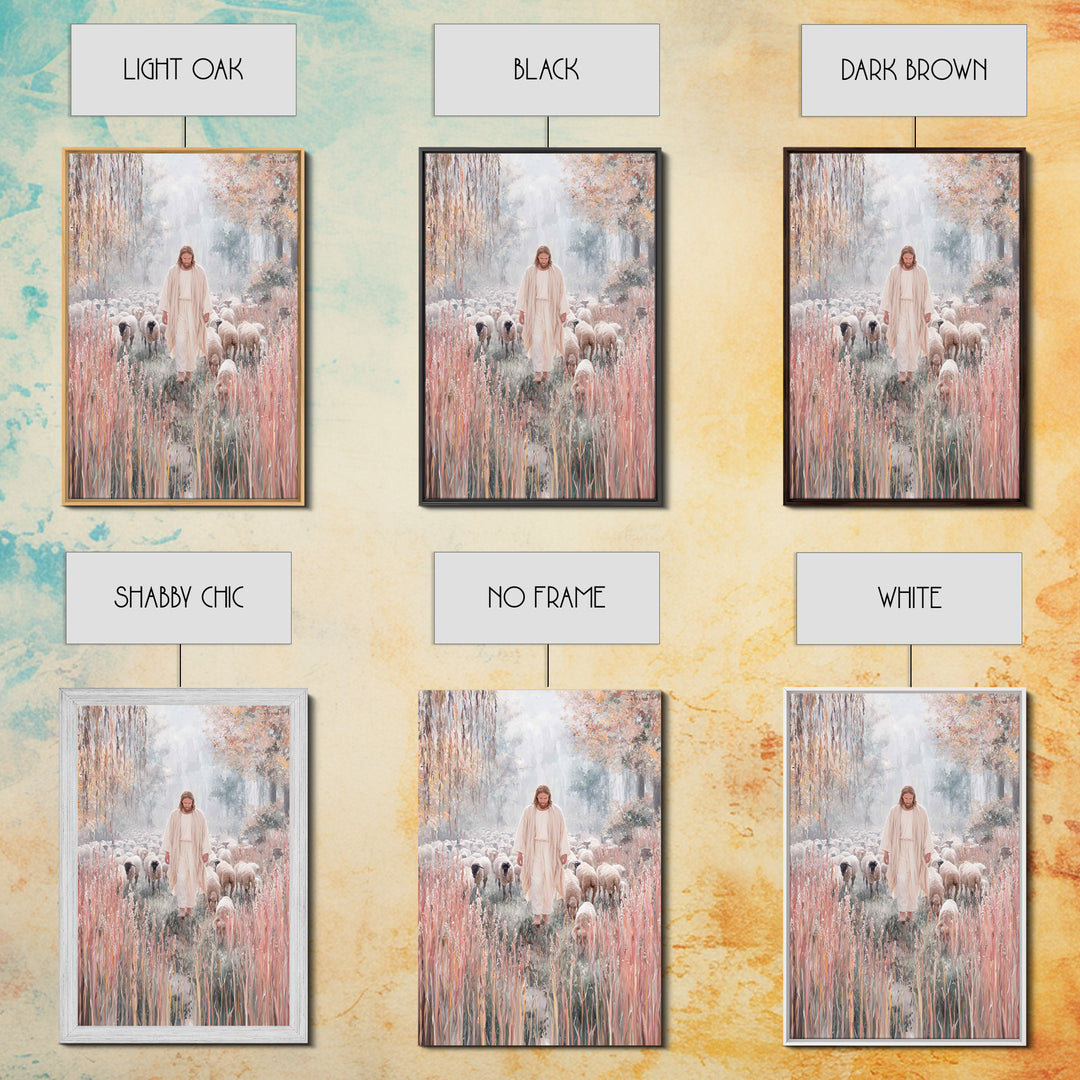 Shepherd Of Light | Framed Canvas Print | Jesus Painting Canvas | Christian Art | Large Jesus Wall Art | Modern Christian Painting