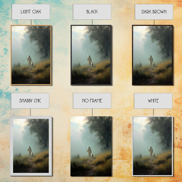 Misty Guide – Framed Canvas Print – Christian Art Canvas – Christian Wall Art – Jesus Painting – Pastoral Scenery – Christian Gift