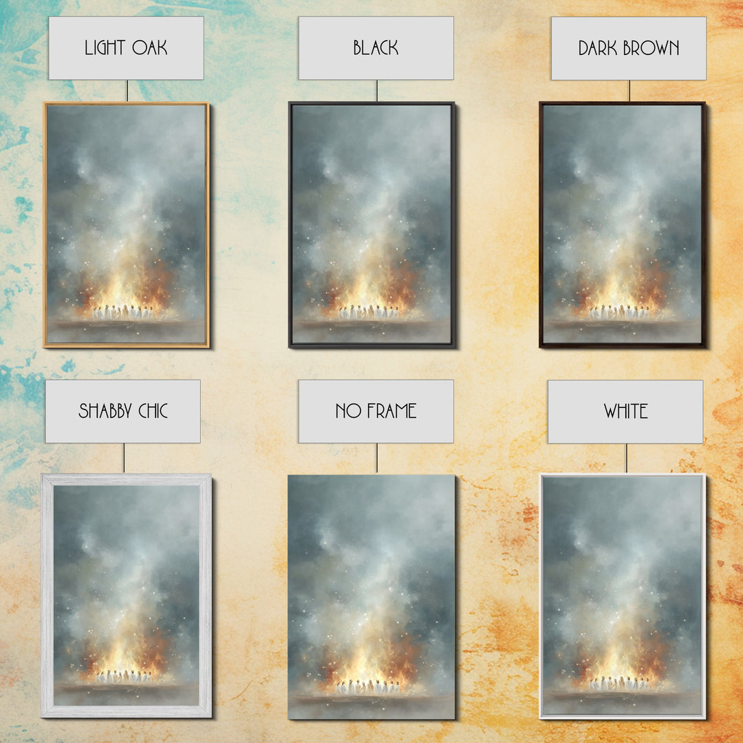 Heavenly Fire – Framed Canvas Print – Christian Wall Art – Christian Art Canvas – Jesus Painting – Moody Christian Art – Large Christian Pa