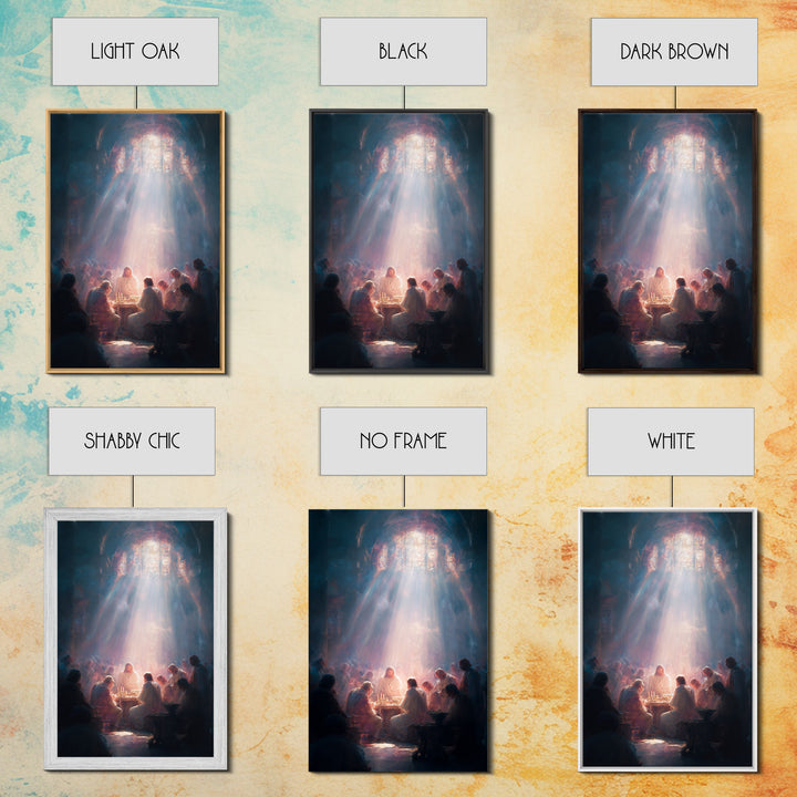 Table Of Light – Framed Canvas Print – Christian Art Canvas – Christian Wall Art – Large Jesus Painting – Modern Christian Art – Christian