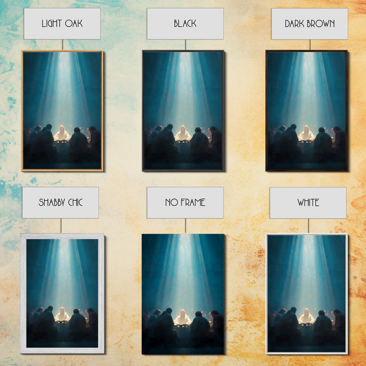 Light Of Communion – Framed Canvas Print – Christian Art Canvas – Christian Wall Art – Large Christian Painting – Moody Christian Art – Jes