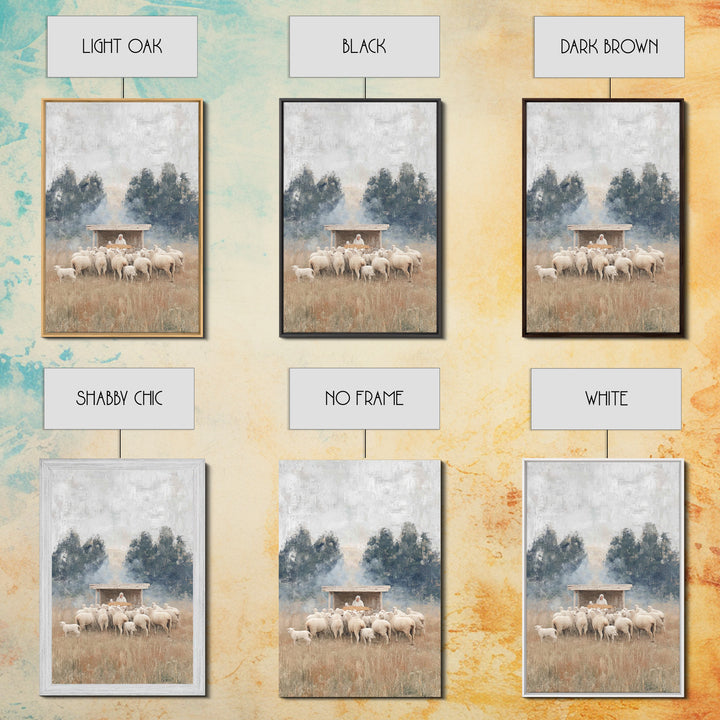 Flock Of Grace – Framed Canvas Print – Christian Christmas Art – Jesus Painting – Christian Wall Art – Christmas Canvas Wall Art – Christia