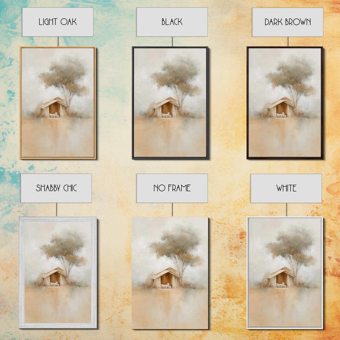Silent Manger Peace – Framed Canvas Print – Christian Art Canvas – Minimalist Christian Art – Christmas Wall Art – Unique Christian Art – C