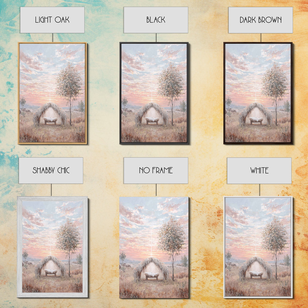 Sacred Birth Glow – Framed Canvas Print – Christian Christmas Art – Vintage Christian Art – Christian Wall Art – Jesus Painting – Christian
