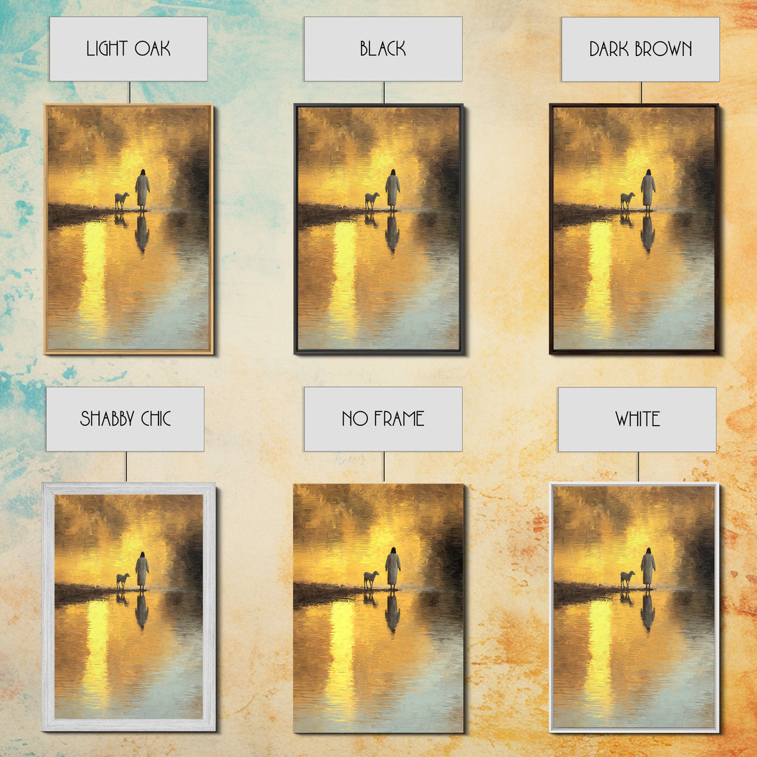 Shepherd’s Dawnlight – Framed Canvas Print – Jesus Painting – Christian Wall Art – Modern Christian Art – Christian Art Canvas – Christmas