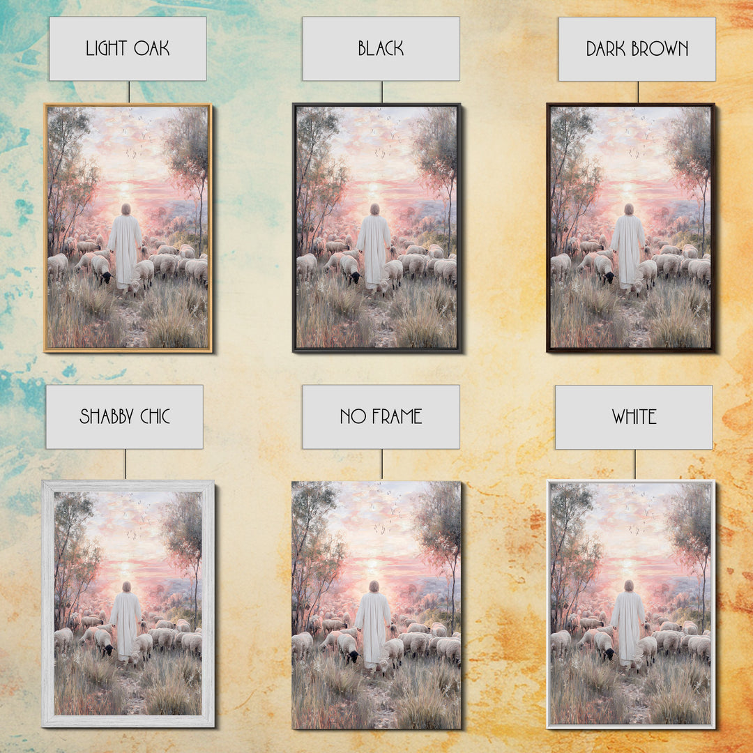 Radiant Shepherd Glow – Framed Canvas Print – Christian Wall Art – Jesus Painting – Christian Art Canvas – Vintage Christian Art – Christia