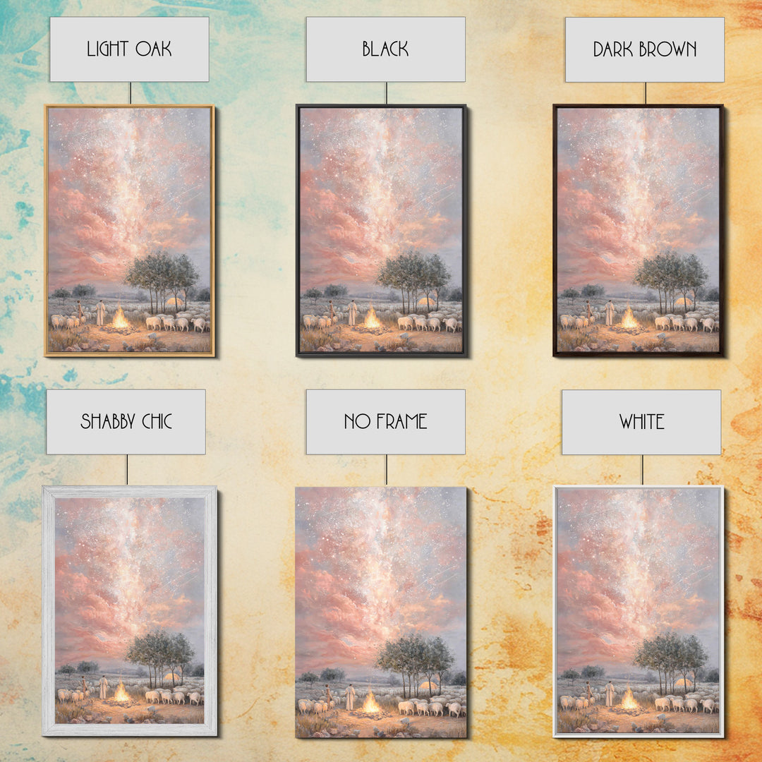 Glory In The Heavens – Framed Canvas Print – Christian Art Canvas – Christmas Art – Christian Wall Art – Christian Christmas Decor – Modern