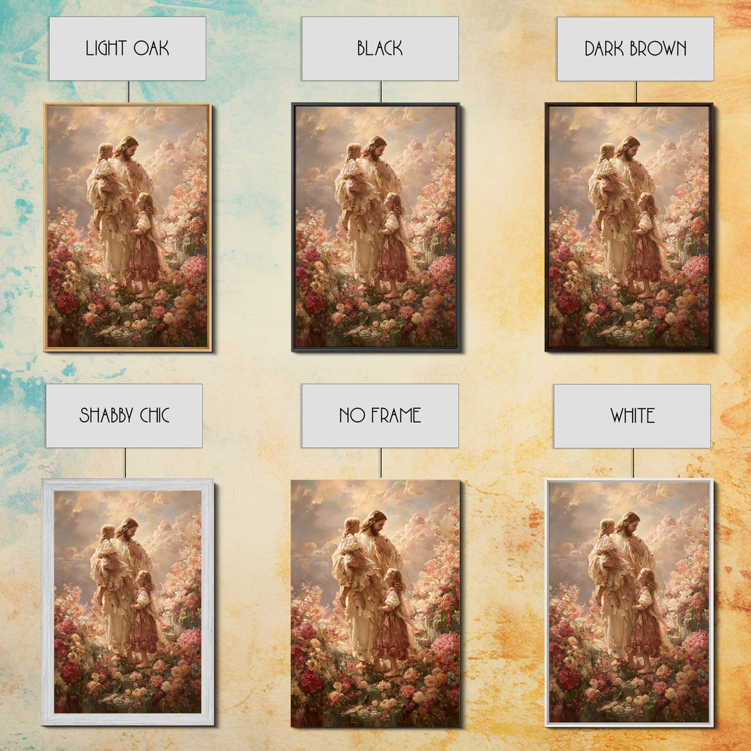 Children Of Heaven – Framed Canvas Print – Jesus Painting – Christian Wall Art – Large Christian Painting – Christian Art Canvas – Vintage