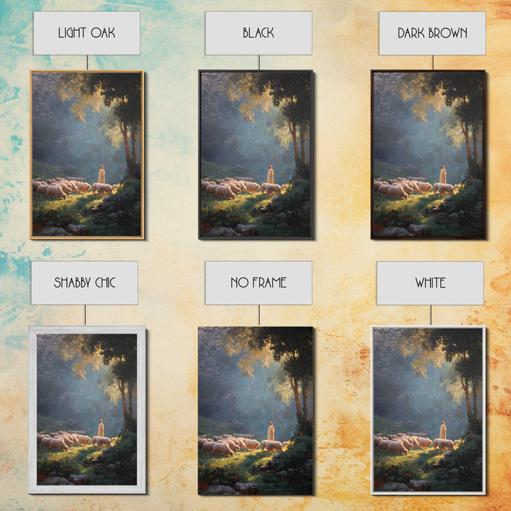 Morning Pasture Light | Framed Canvas Print | Christian Art Canvas | Christian Wall Art | Jesus Painting | Modern Christian Painting | Chri