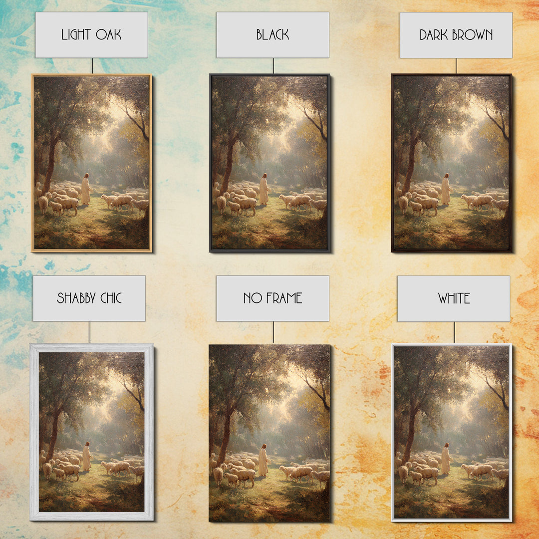 Shepherd’s Peace Meadow – Framed Canvas Print – Christian Wall Art – Jesus Painting – Christian Art Canvas – Christian Art Print – Large Ch