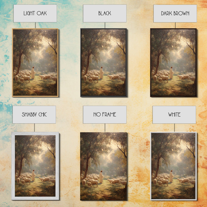 Shepherd’s Peace Meadow – Framed Canvas Print – Christian Wall Art – Jesus Painting – Christian Art Canvas – Christian Art Print – Large Ch
