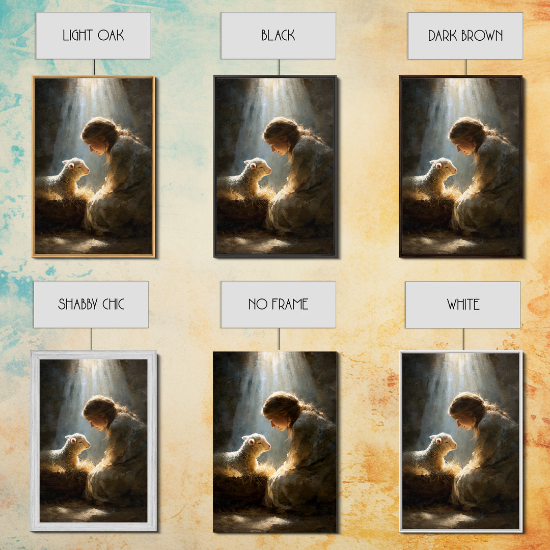 Lamb of Peace – Framed Canvas Print – Jesus Art Print – Christian Paintings – Christian Art Work – Christian Gift Ideas – Christian Wall Ar
