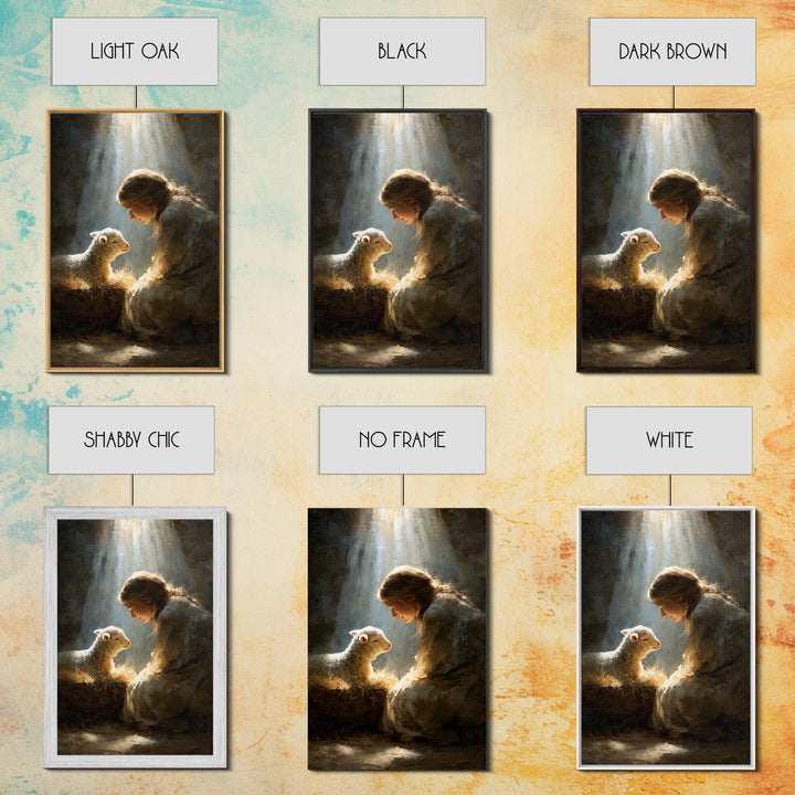Lamb of Peace – Framed Canvas Print – Jesus Art Print – Christian Paintings – Christian Art Work – Christian Gift Ideas – Christian Wall Ar