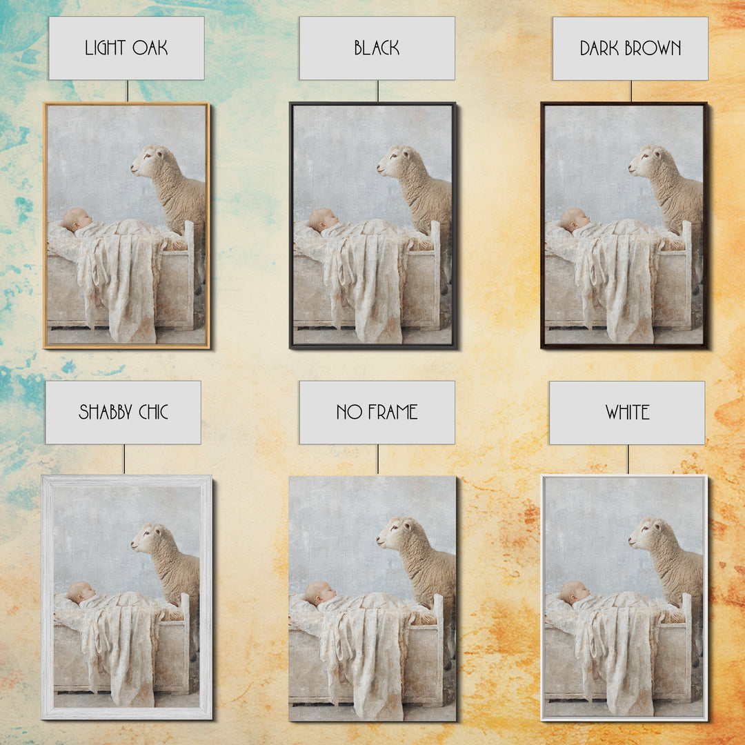 Gentle Manger Peace – Framed Canvas Print – Christian Wall Art – Christian Christmas Art – Jesus Painting – Christian Art Canvas – Christma