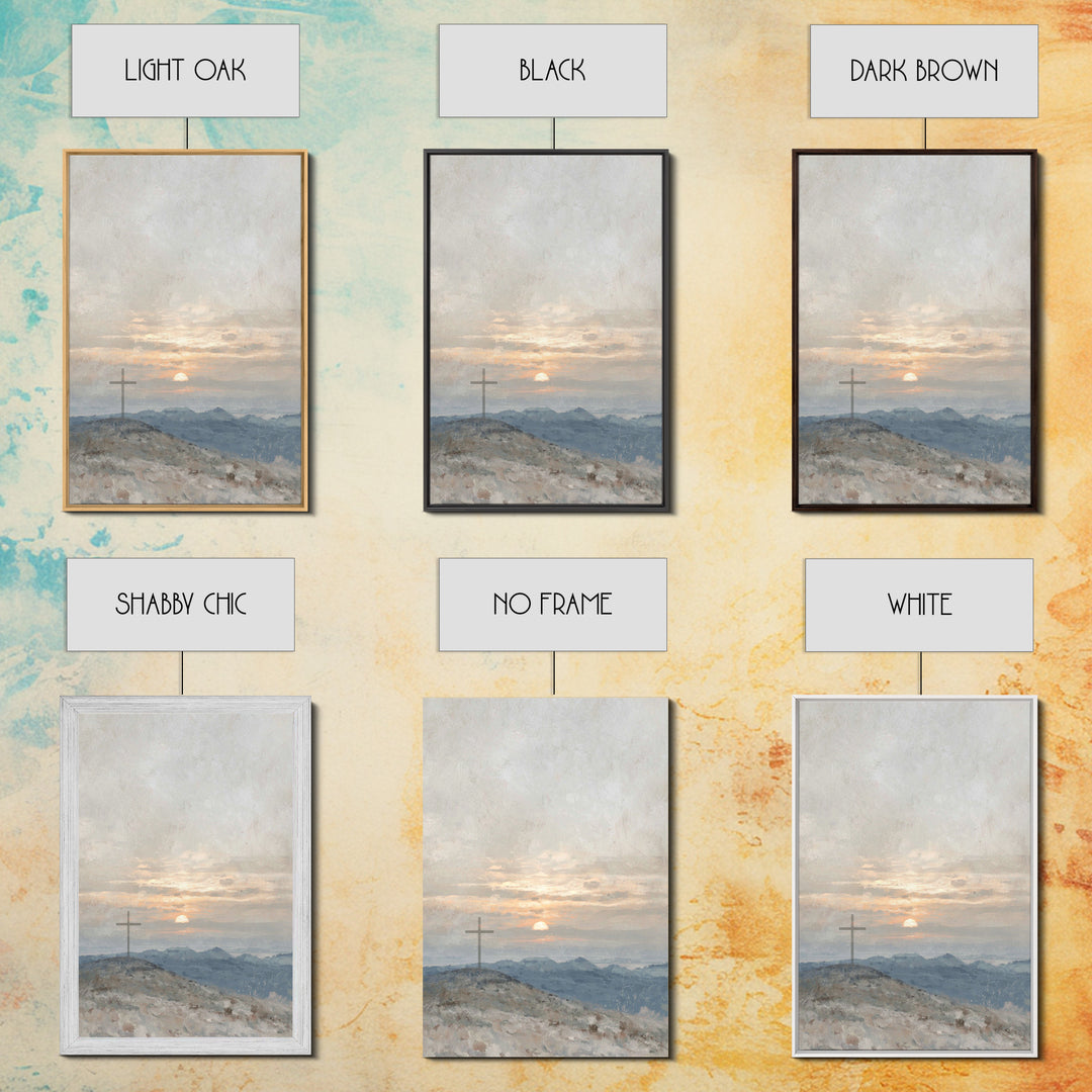 Hillside Sunrise, Framed Canvas Print, Christian Art Prints, Christian Wall Art, Christian Art Canvas, Subtle Christian Paintings, Christia