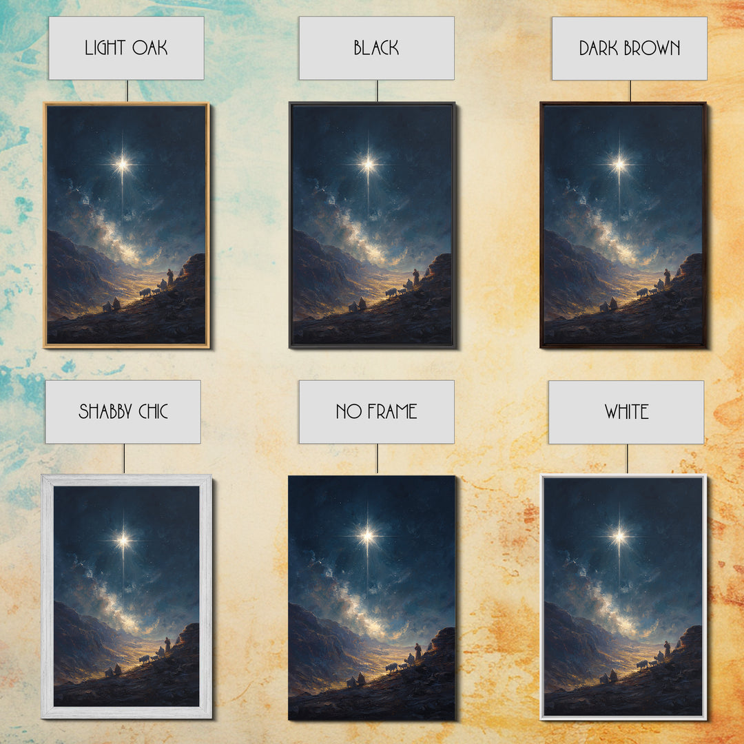 Starry Path – Framed Canvas Print – Christian Christmas Art – Christian Art Canvas – Christmas Wall Art – Modern Christian Art – Christian