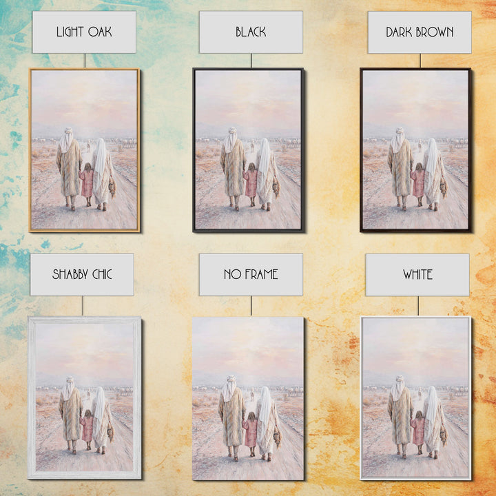 Pilgrims Of Dawn | Framed Canvas Print | Christian Wall Art | Christian Art Canvas | Jesus Painting | Christian Decor | Christmas Art