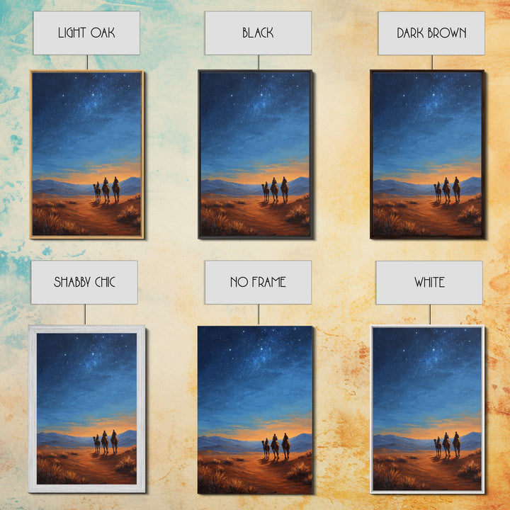 Starry Desert Trail – Framed Canvas Print – Christian Art Canvas – Christmas Art Prints – Christian Christmas Art – Christian Wall Art
