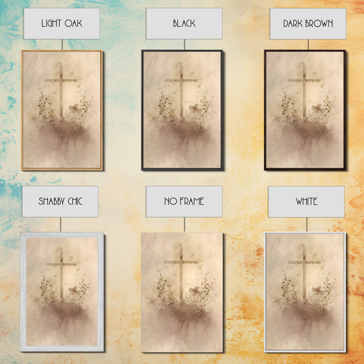 Quiet Cross Light - Framed Canvas Print - Minimalist Christian Art - Christian Wall Art - Subtle Christian Art - Christian Art Canvas - Chr