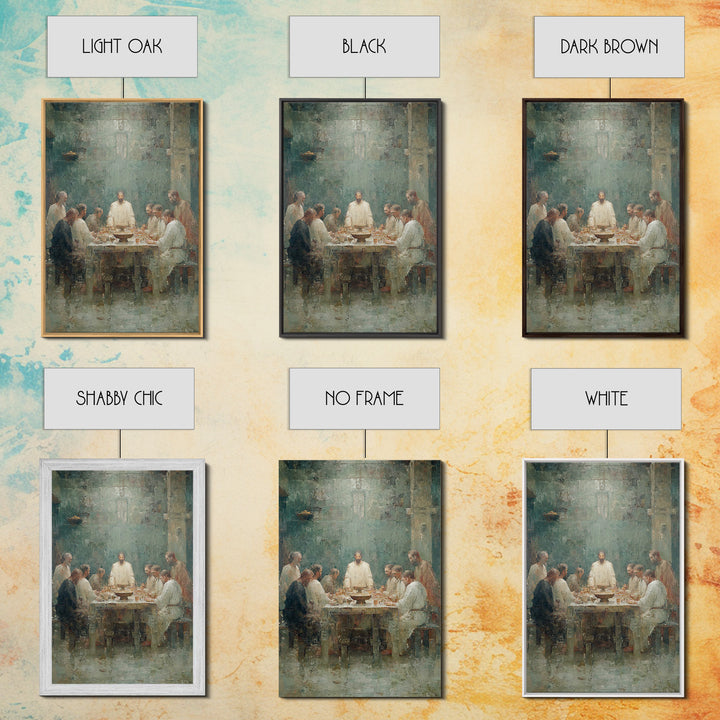 Sacred Supper Glow, Framed Canvas Print, Christian Wall Art, Christian Art Canvas, Moody Christian Art, Jesus Painting, Christian Gift, Chr