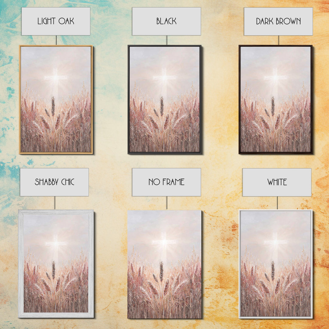 Rose Dawn Cross – Framed Canvas Print – Christian Art Canvas – Christian Wall Art – White Christmas Art – Christian Christmas Decor – Chris