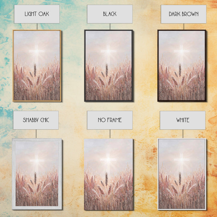 Rose Dawn Cross – Framed Canvas Print – Christian Art Canvas – Christian Wall Art – White Christmas Art – Christian Christmas Decor – Chris
