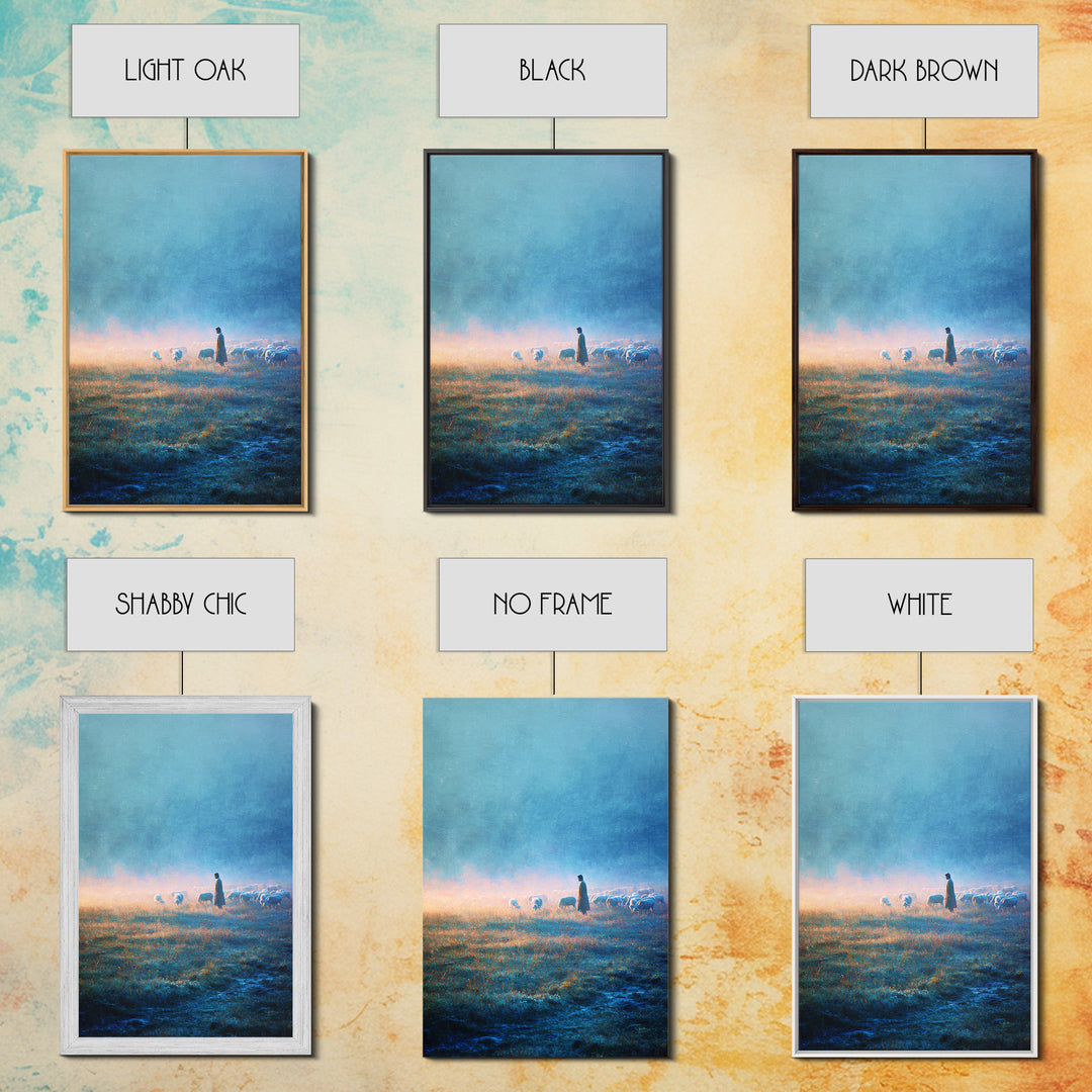 Morning Of Peace – Framed Canvas Print – Christian Wall Art – Christian Art Print – Blue Christian Art – Christian Painting – Unique Christ