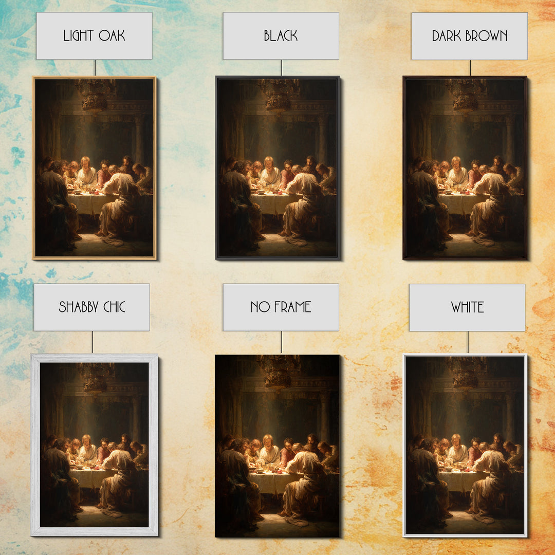 Last Supper Grace – Framed Canvas Print – Christian Wall Art – Christian Art Canvas – Large Jesus Painting – Moody Christian Art – Christia